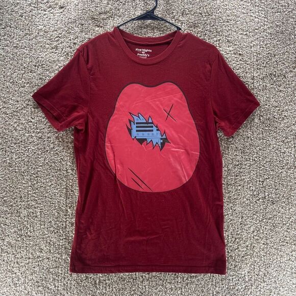 Five Nights At Freddys Shirt Adult Small Red 2016 Short Sleeve Cotton Mens Logo - Picture 1 of 8